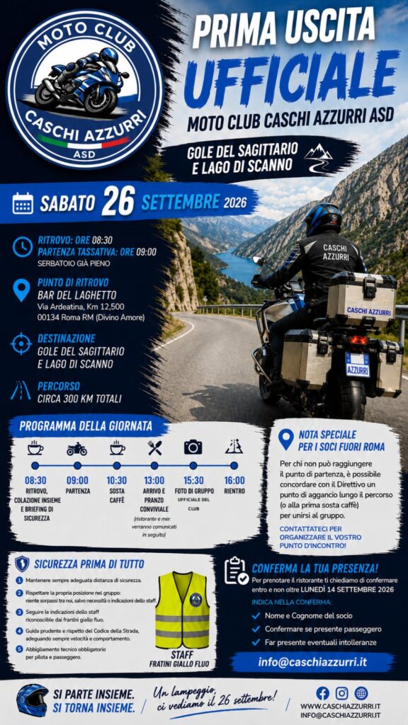 Prima uscita 2026 del Moto Club Caschi Azzurri